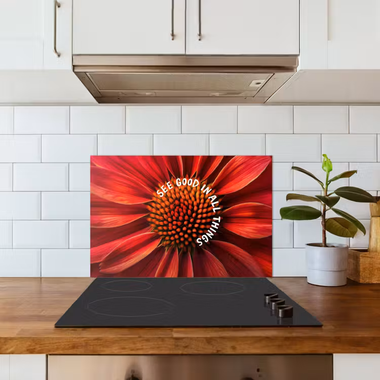 Paraschizzi cucina - Primo piano - Fiore - Citazione - Rosso — 3