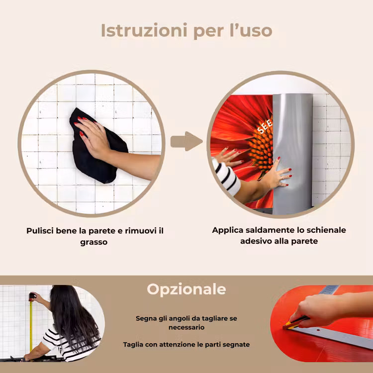 Paraschizzi cucina - Primo piano - Fiore - Citazione - Rosso — 6