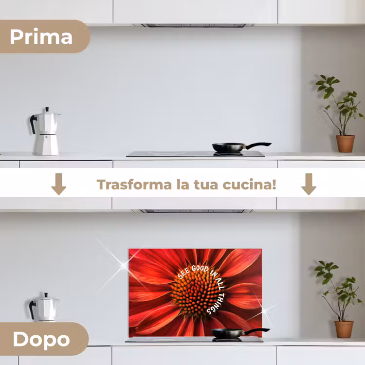 Paraschizzi cucina - Primo piano - Fiore - Citazione - Rosso — 7