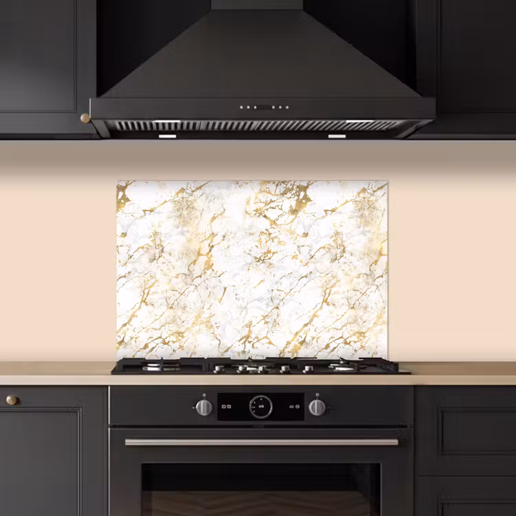 Paraschizzi cucina - Spruzzi d'oro - Bianco - Marmo — 5