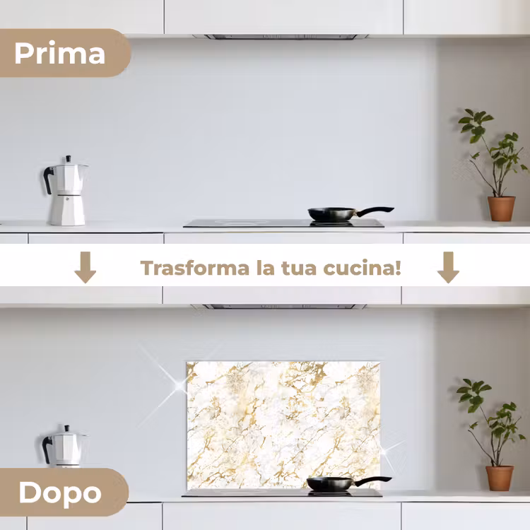 Paraschizzi cucina - Spruzzi d'oro - Bianco - Marmo — 7