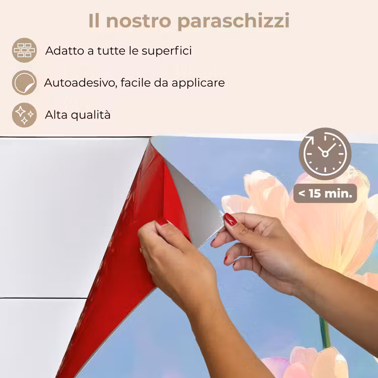 Paraschizzi cucina - Tulipani - Accenti rosa - Blu — 4