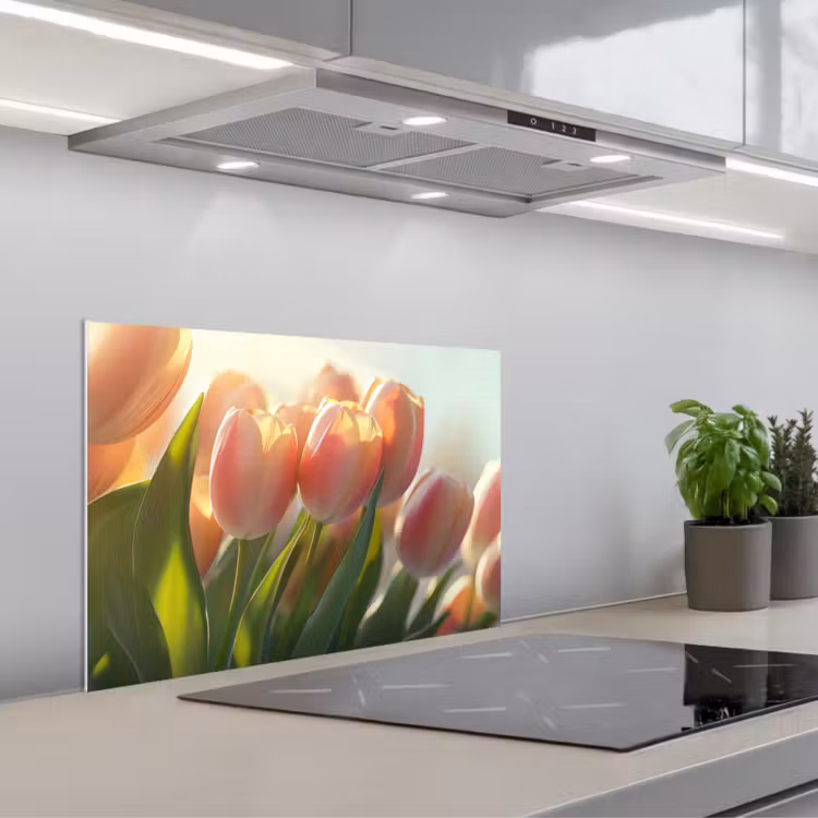 Paraschizzi cucina - Tulipani - Rosa - Raggi di sole — 1