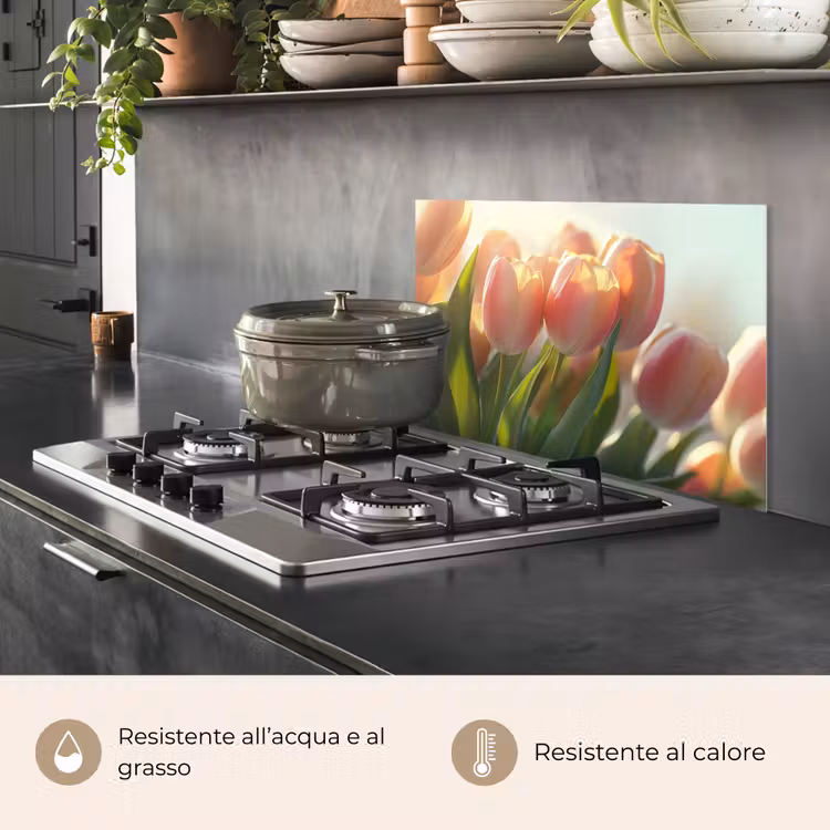Paraschizzi cucina - Tulipani - Rosa - Raggi di sole — 2