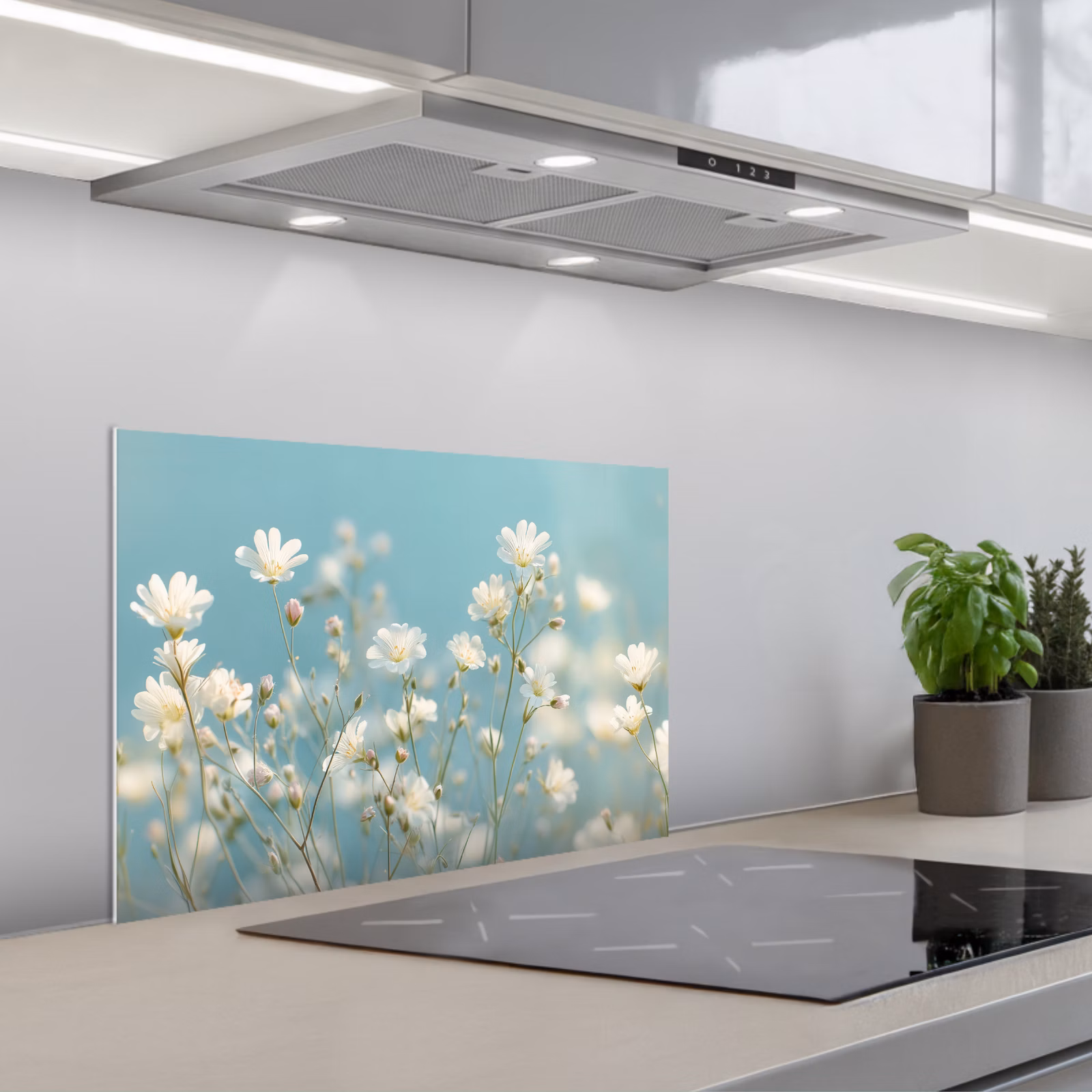 Paraschizzi cucina - Steli - Fiori - Aria - Bianco — 1