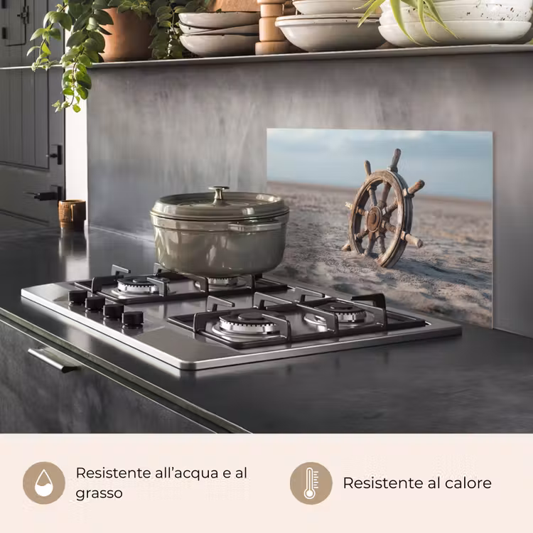 Paraschizzi cucina - Manubrio della nave - Legno - Marrone - Sabbia — 2
