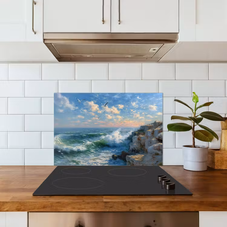 Paraschizzi cucina - Mare - Onde - Rocce - Gabbiani — 3