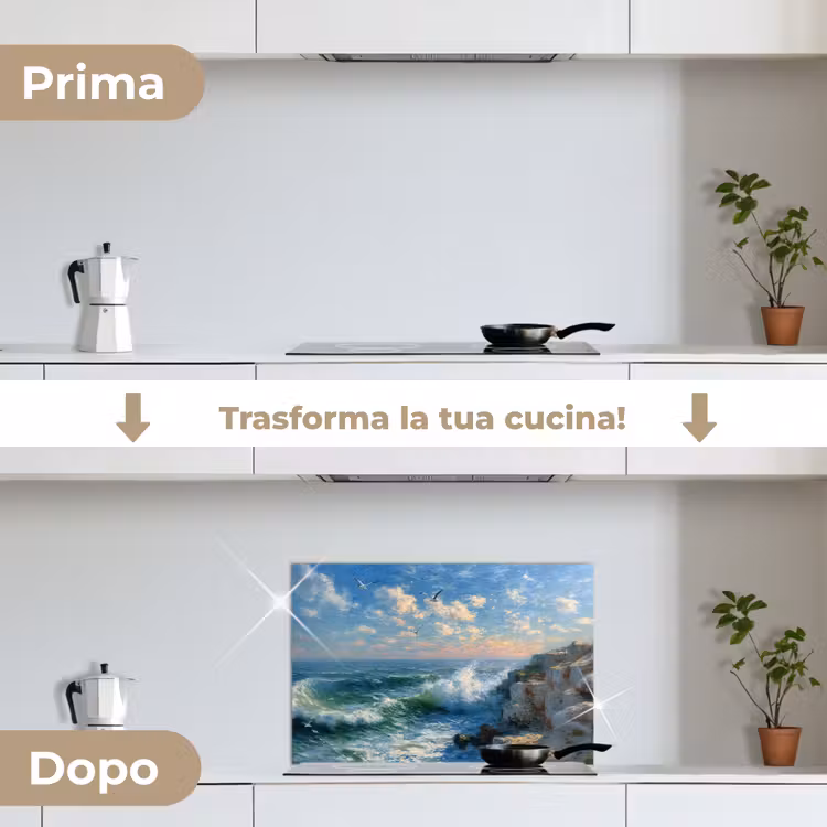 Paraschizzi cucina - Mare - Onde - Rocce - Gabbiani — 7