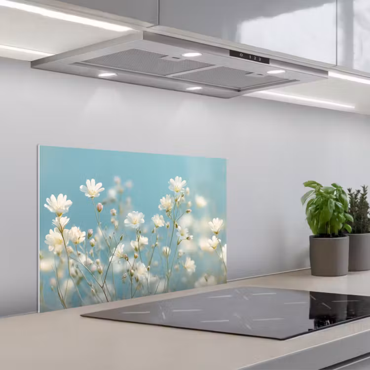 Paraschizzi cucina - Steli - Fiori - Aria - Bianco — 1