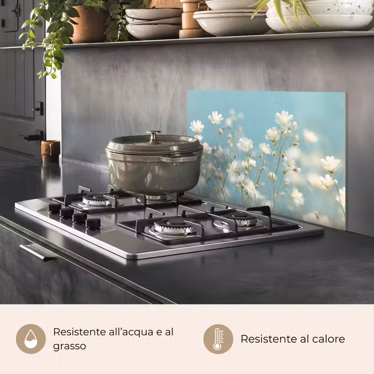 Paraschizzi cucina - Steli - Fiori - Aria - Bianco — 2