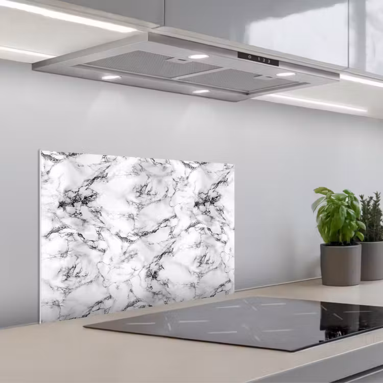 Paraschizzi cucina - Marmo - Nero - Drammatico - Bianco — 1