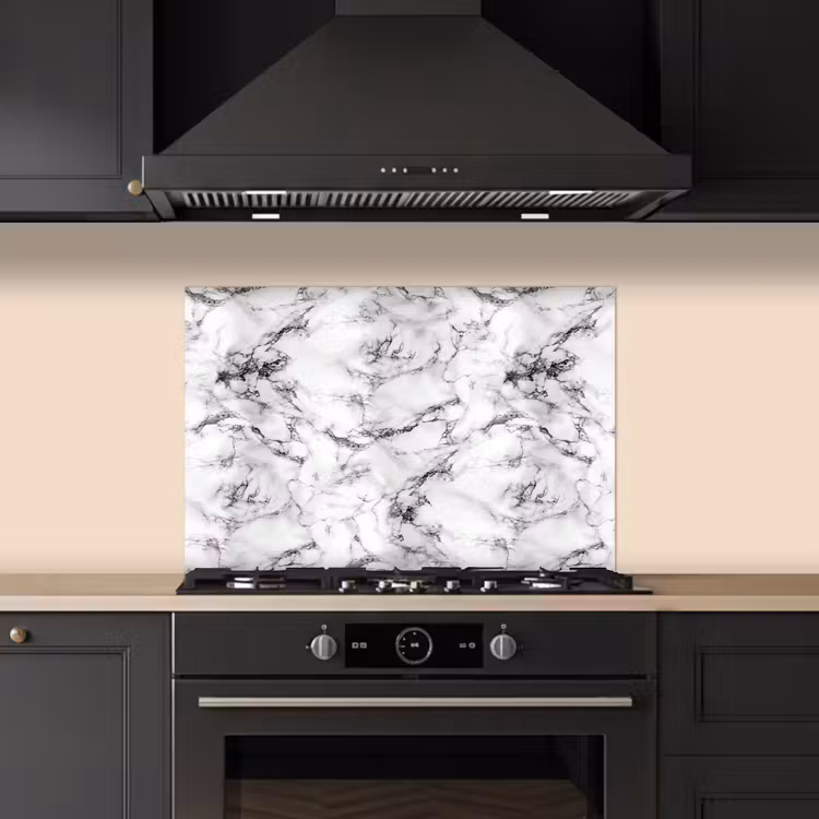 Paraschizzi cucina - Marmo - Nero - Drammatico - Bianco — 5