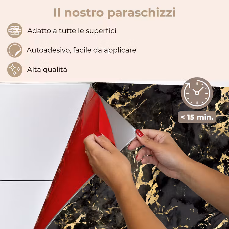 Paraschizzi cucina - Marmo - Nero - Struttura oro — 4