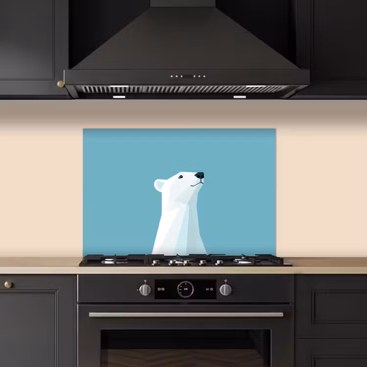 Paraschizzi cucina - Orso polare - Azzurro - Minimalista — 5