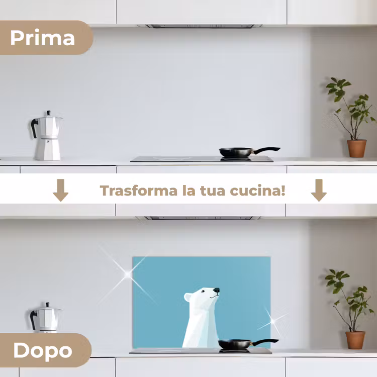 Paraschizzi cucina - Orso polare - Azzurro - Minimalista — 7