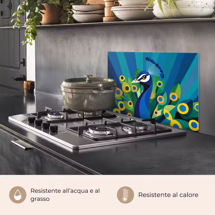 Paraschizzi cucina - Pavone - Cerchi - Blu — 2