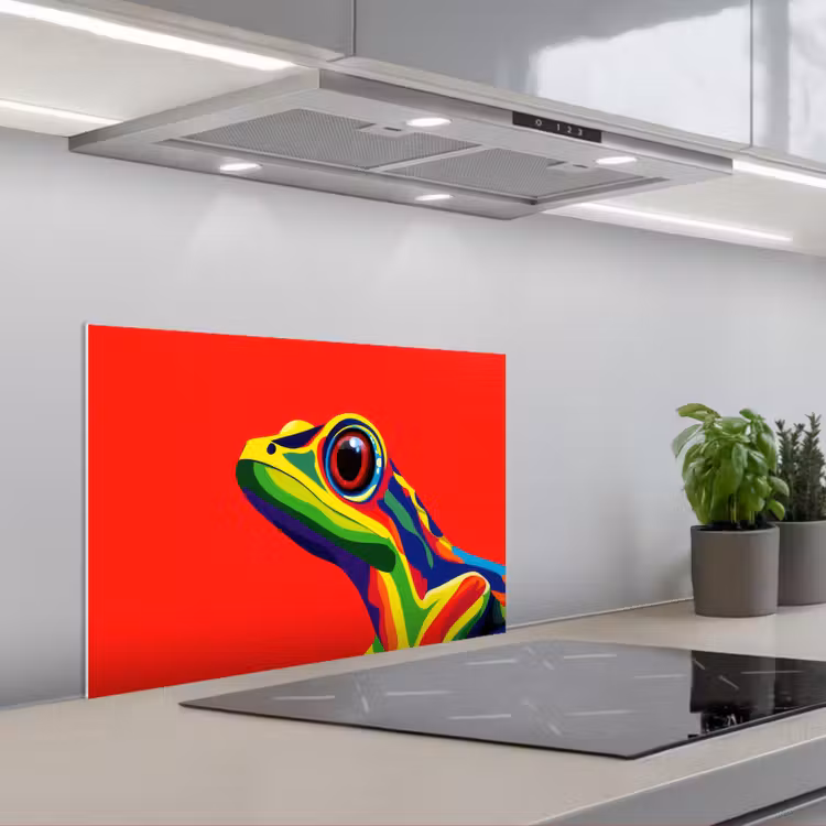 Paraschizzi cucina - Rana - Colorata - A strisce - Occhi — 1