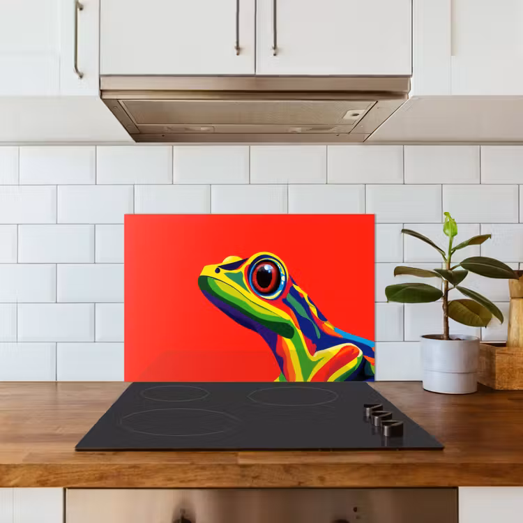 Paraschizzi cucina - Rana - Colorata - A strisce - Occhi — 3