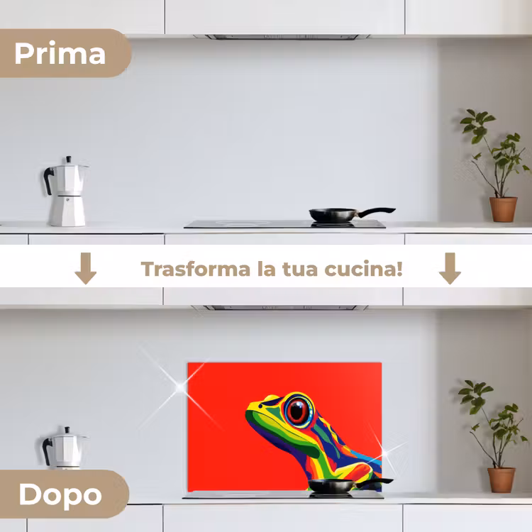 Paraschizzi cucina - Rana - Colorata - A strisce - Occhi — 7