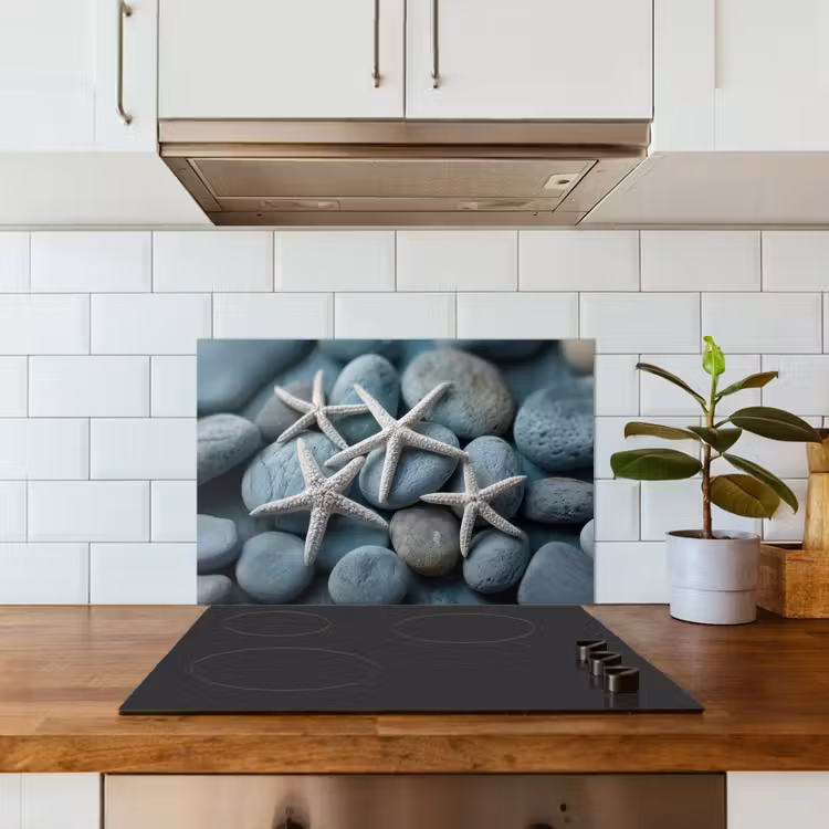 Paraschizzi cucina - Stella marina - Pietre - Bianco — 3