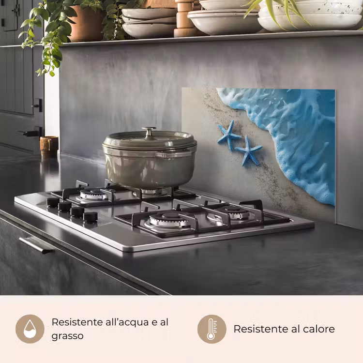 Paraschizzi cucina - Stella marina - Sabbia - Mare - Blu — 2