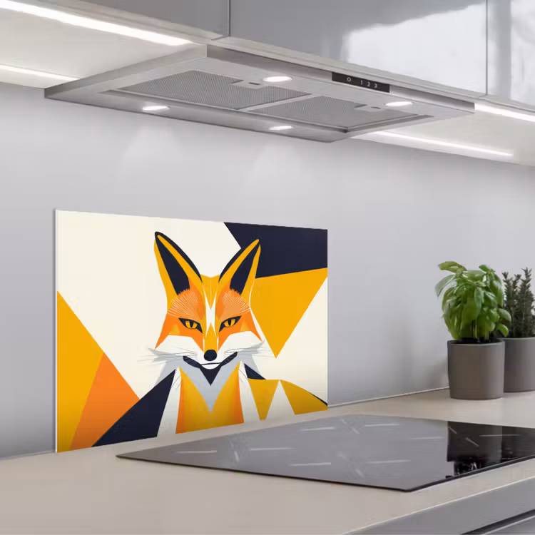 Paraschizzi cucina - Volpe - Arancione - Astratto - Triangoli — 1