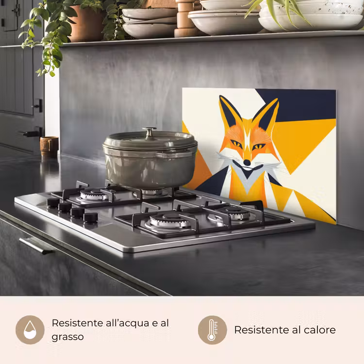 Paraschizzi cucina - Volpe - Arancione - Astratto - Triangoli — 2