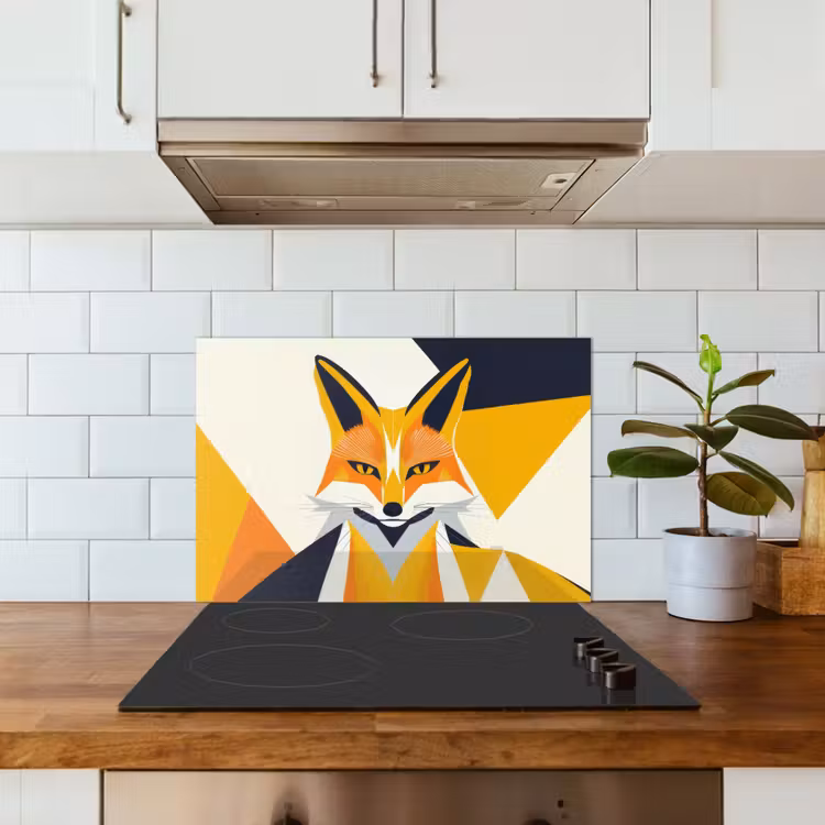 Paraschizzi cucina - Volpe - Arancione - Astratto - Triangoli — 3