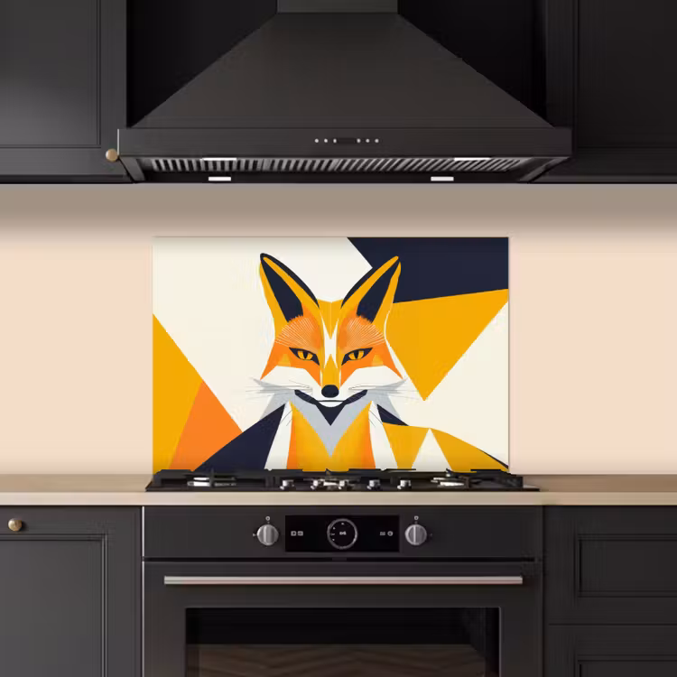 Paraschizzi cucina - Volpe - Arancione - Astratto - Triangoli — 5