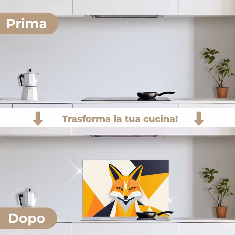 Paraschizzi cucina - Volpe - Arancione - Astratto - Triangoli — 7
