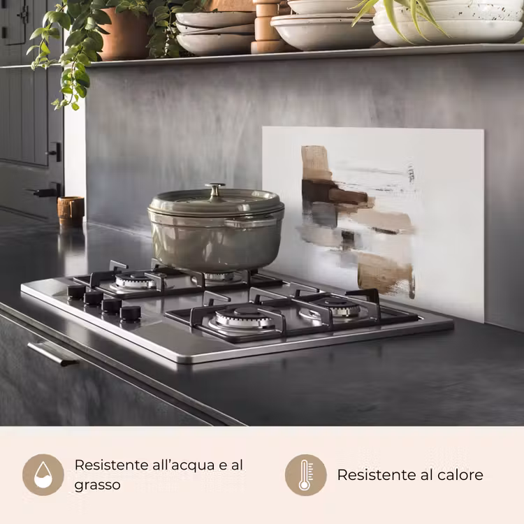 Paraschizzi cucina - Pennellate - Equilibrio - Beige - Marrone — 2