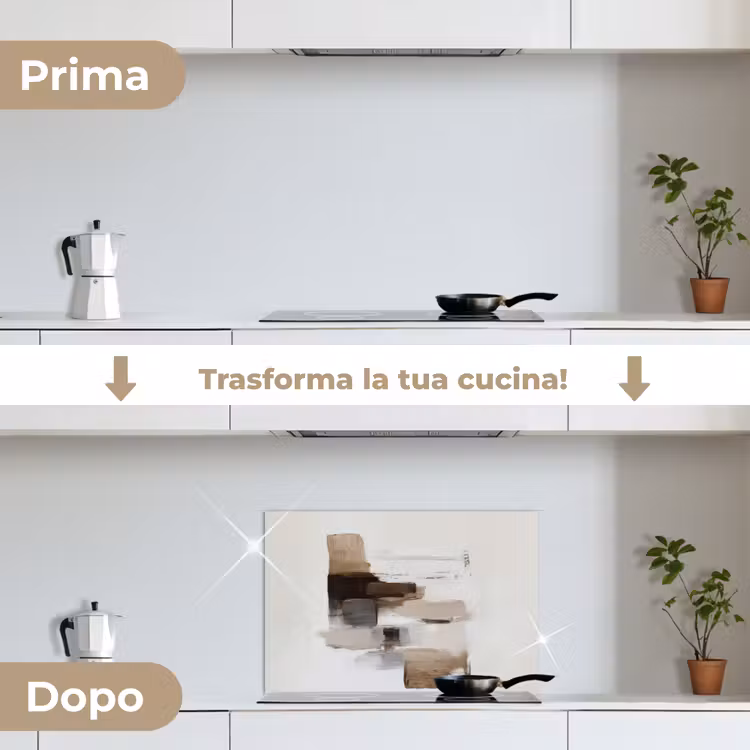 Paraschizzi cucina - Pennellate - Equilibrio - Beige - Marrone — 7