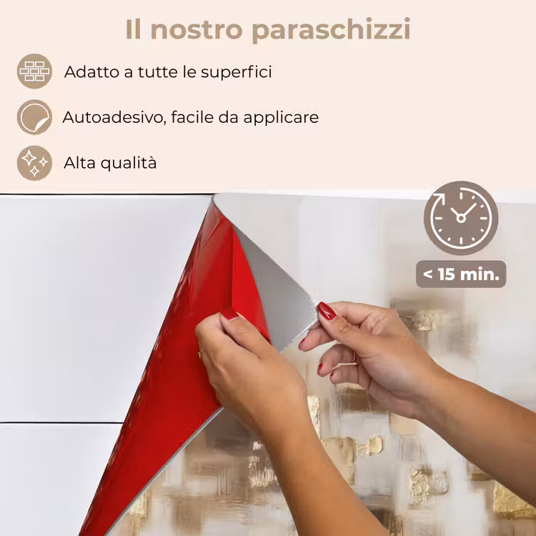 Paraschizzi cucina - Quadrati astratti - Toni della terra - Nebbioso — 4