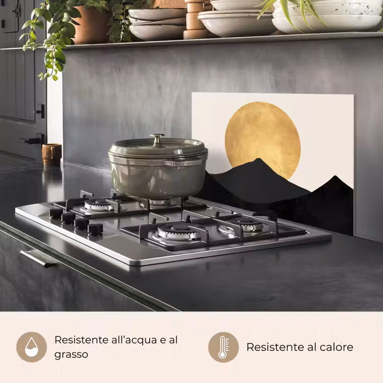 Paraschizzi cucina - Sagome di montagna - Cerchio d'oro - Beige — 2