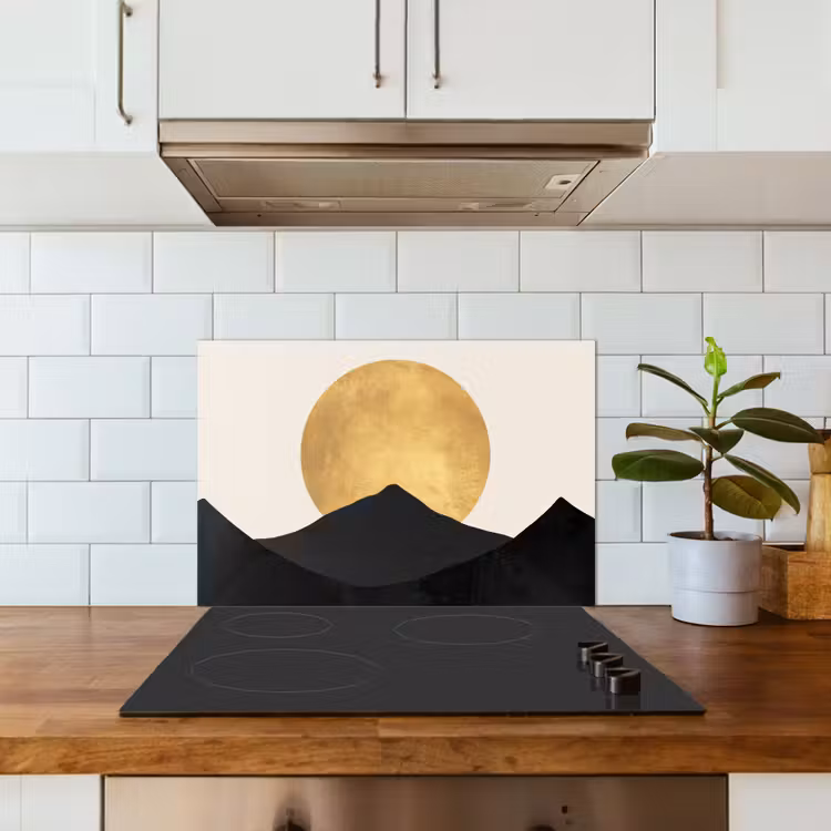 Paraschizzi cucina - Sagome di montagna - Cerchio d'oro - Beige — 3