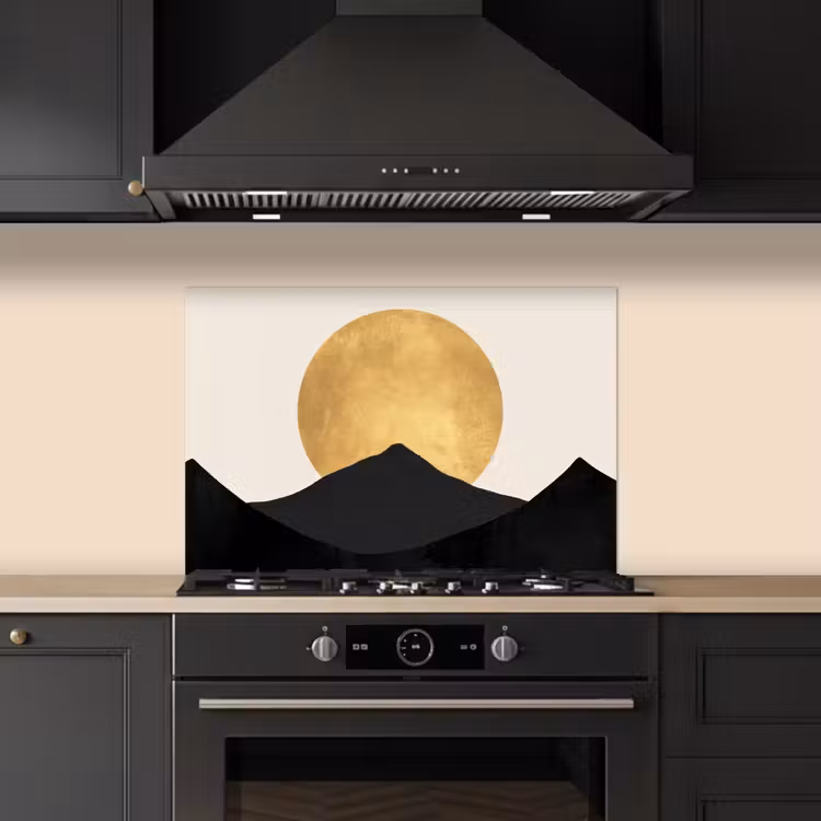 Paraschizzi cucina - Sagome di montagna - Cerchio d'oro - Beige — 5