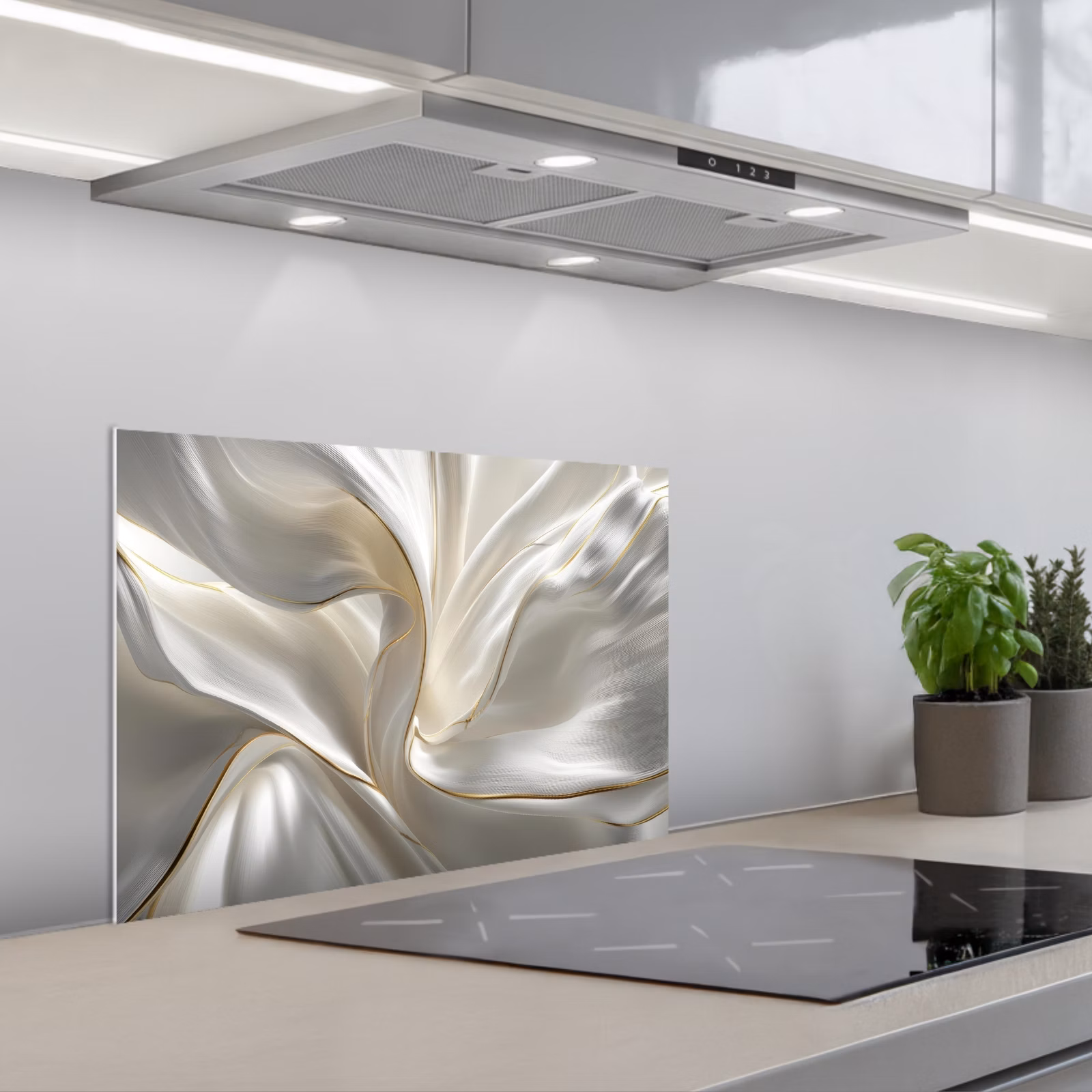 Paraschizzi cucina - Tessuto - Pieghe - Oro — 1