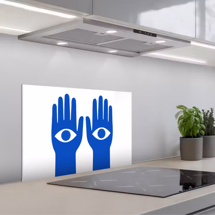 Paraschizzi cucina - Mani - Due - Occhi - Blu — 1
