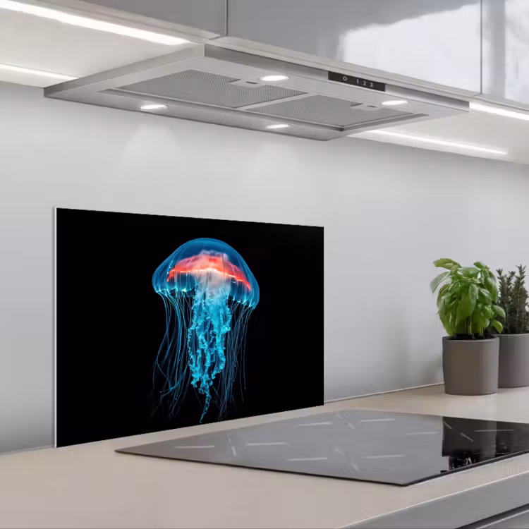 Paraschizzi cucina - Medusa - Tentacoli - Blu - Luce — 1