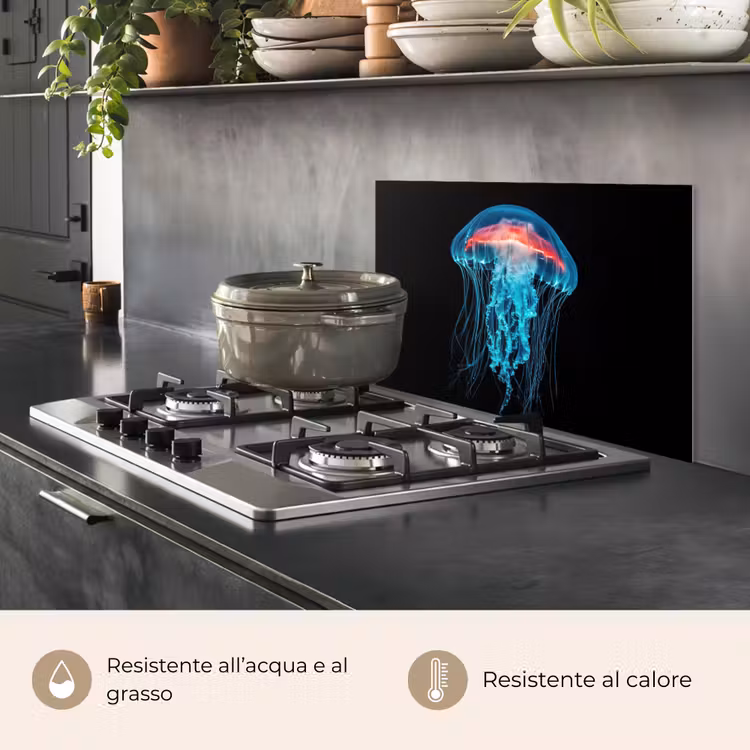 Paraschizzi cucina - Medusa - Tentacoli - Blu - Luce — 2