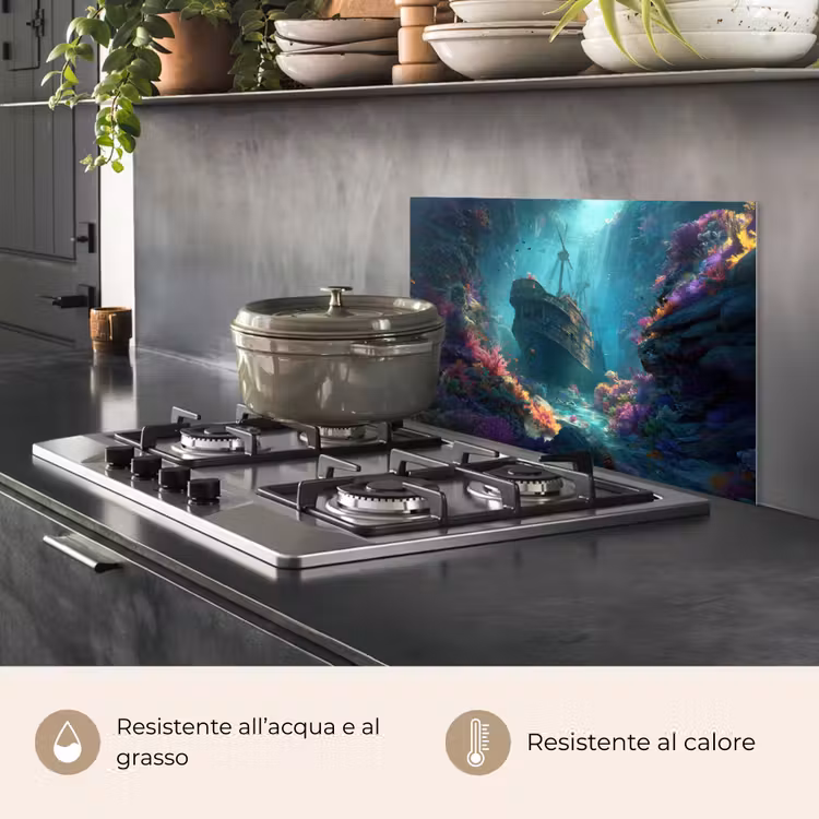 Paraschizzi cucina - Nave - Legno - Barriere coralline - Luce del sole — 2