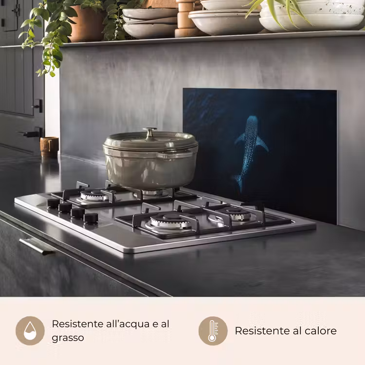 Paraschizzi cucina - Oceano - Squalo balena - Blu scuro - Macchie — 2