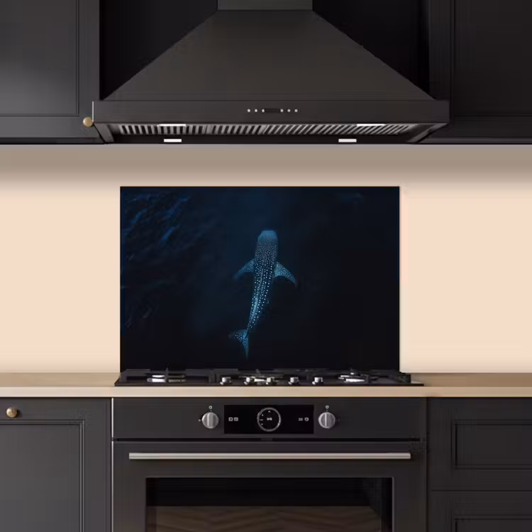 Paraschizzi cucina - Oceano - Squalo balena - Blu scuro - Macchie — 5