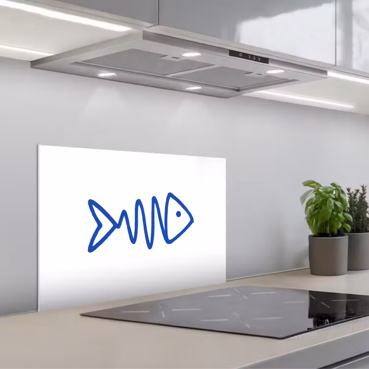 Paraschizzi cucina - Pesce - Minimalista - Blu - Linea — 1