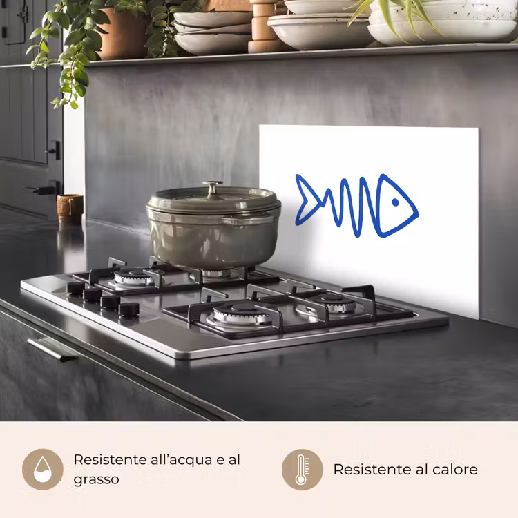 Paraschizzi cucina - Pesce - Minimalista - Blu - Linea — 2