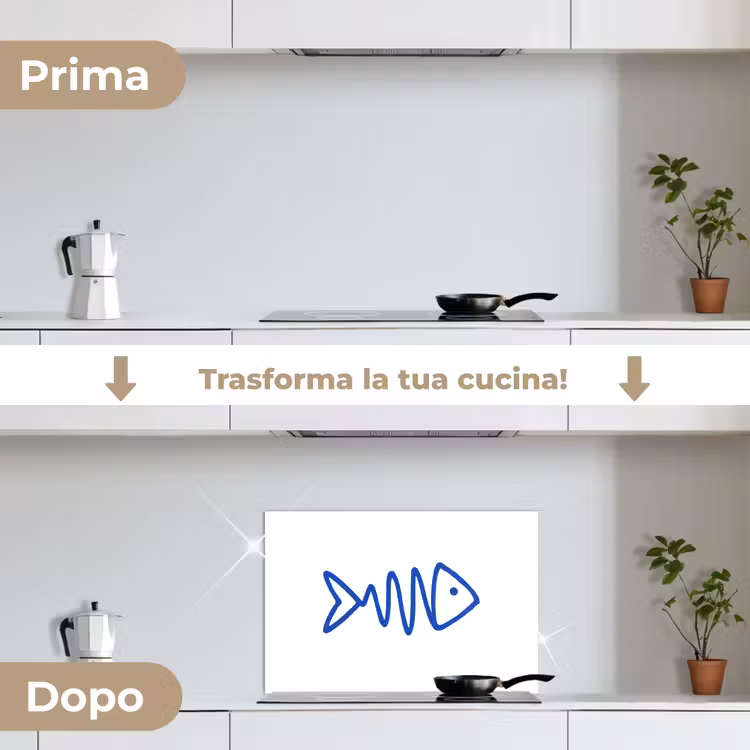 Paraschizzi cucina - Pesce - Minimalista - Blu - Linea — 7
