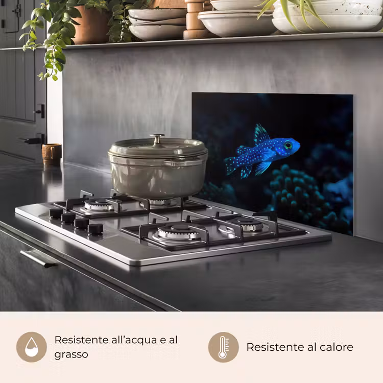 Paraschizzi cucina - Pesce - Puntini - Corallo - Blu — 2