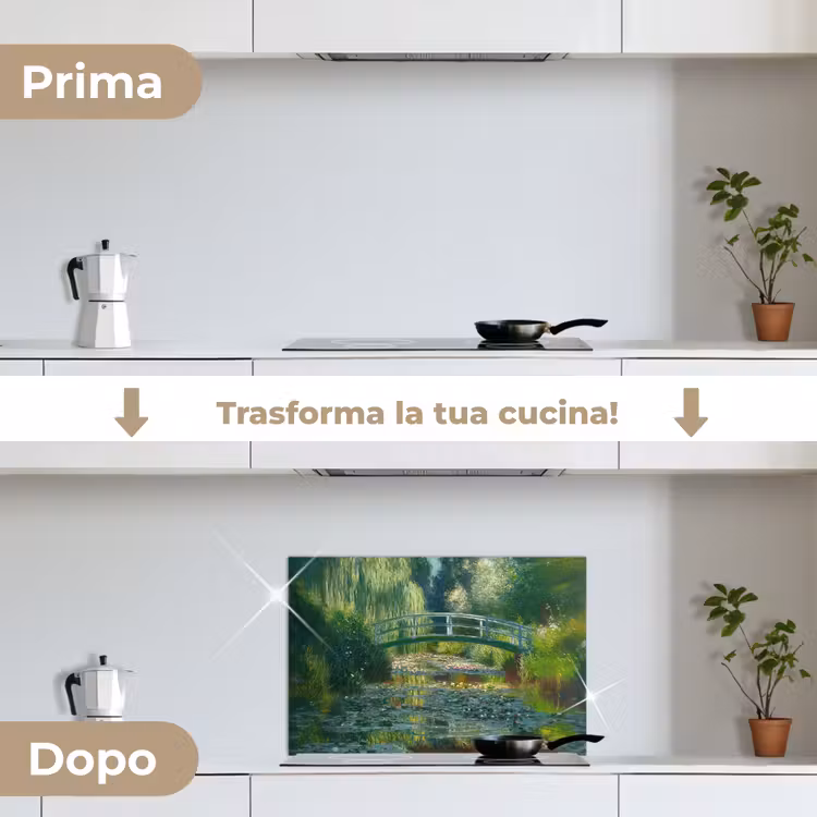 Paraschizzi cucina - Ponte - Legno - Stagno - Ninfee — 7