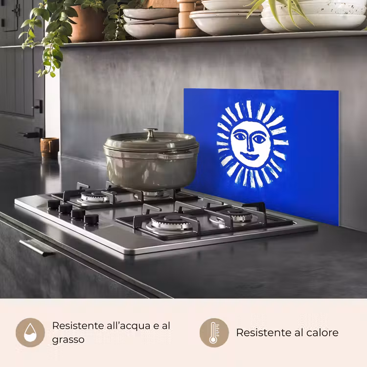 Paraschizzi cucina - Sole - Viso - Struttura a pennello - Blu — 2