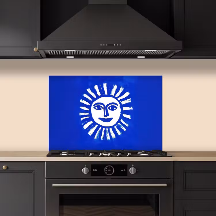 Paraschizzi cucina - Sole - Viso - Struttura a pennello - Blu — 5